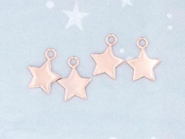 925 Sterling Silver Rose Gold Vermeil Style Star Charms 10mm.