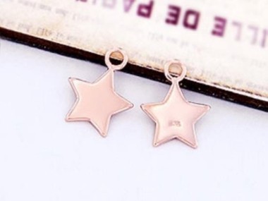 925 Sterling Silver Rose Gold Vermeil Style Star Charms 10mm.