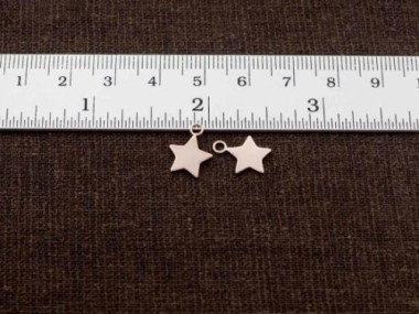 925 Sterling Silver Rose Gold Vermeil Style Star Charms 10mm.