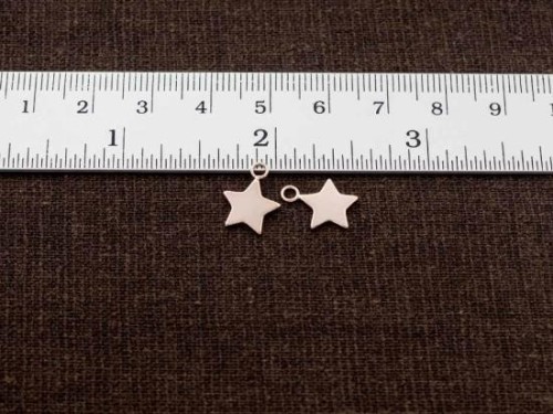 4 of 925 Sterling Silver Rose Gold Vermeil Style Star Charms 10mm.