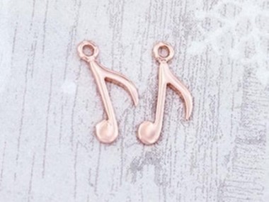 925 Sterling Silver Rose Gold Vermeil Style Music Note Charms 7x15mm.