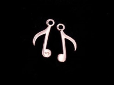 925 Sterling Silver Rose Gold Vermeil Style Music Note Charms 7x15mm.