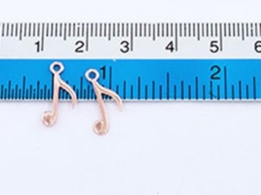 925 Sterling Silver Rose Gold Vermeil Style Music Note Charms 7x15mm.