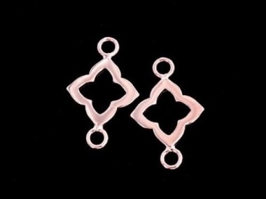 2 of 925 Sterling Silver Rose Gold Vermeil Style Flower Links, Connectors 11 mm.