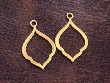 925 Sterling Silver 24k Gold Vermeil Style Moroccan Drop Style Pendants 15x20mm.