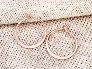 Sterling Silver Rose Gold Vermeil Style Hoop Earrings 15mm.