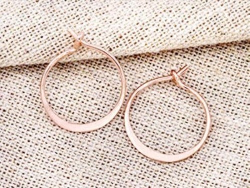 2 pairs of Sterling Silver Rose Gold Vermeil Style Hoop Earrings 15mm.