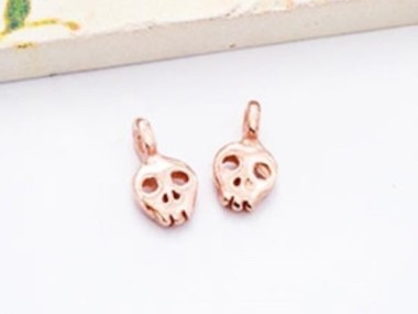 925 Sterling Silver Rose Gold Vermeil Style Tiny Skull Charms 5x6mm.