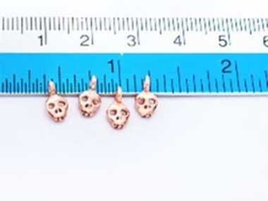 925 Sterling Silver Rose Gold Vermeil Style Tiny Skull Charms 5x6mm.