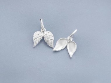 925 Sterling Silver Angel Wing Charms 9x10mm.