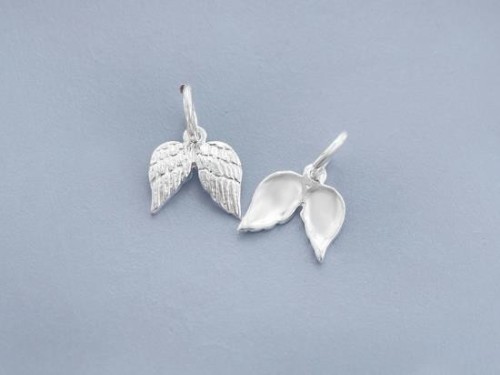 2 of 925 Sterling Silver Angel Wing Charms 9x10mm.