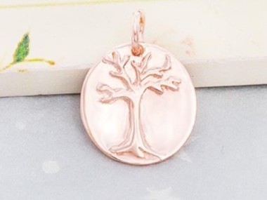 1 of 925 Sterling Silver Rose Gold Vermeil Style Tree of Life Pendant 15x17 mm.