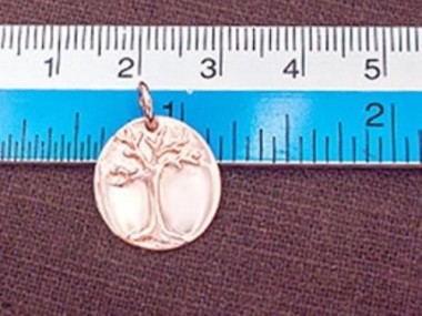 925 Sterling Silver Rose Gold Vermeil Style Tree of Life Pendant 15x17 mm.