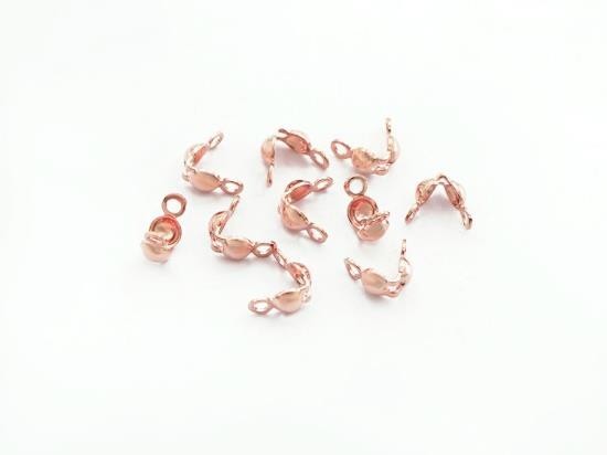 10 of Sterling Silver Rose Gold Vermeil Style Crimping Bead Tips 3.5 mm.