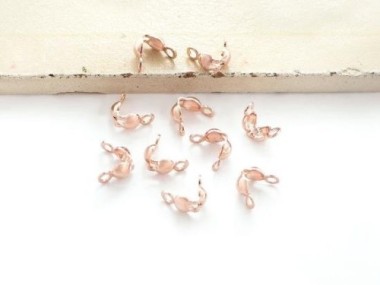 Sterling Silver Rose Gold Vermeil Style Crimping Bead Tips 3.5 mm.