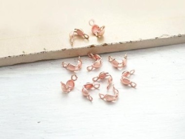 Sterling Silver Rose Gold Vermeil Style Crimping Bead Tips 3.5 mm.