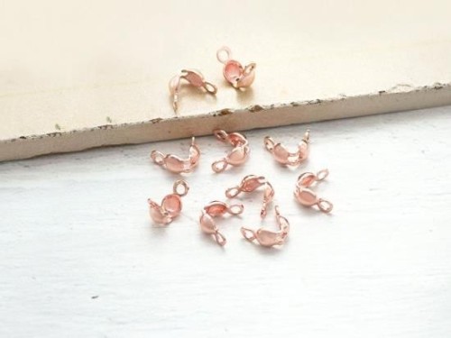 10 of Sterling Silver Rose Gold Vermeil Style Crimping Bead Tips 3.5 mm.