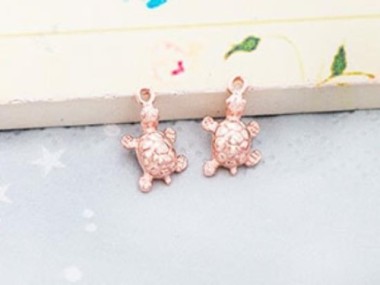 925 Sterling Silver Rose Gold Vermeil Style Turtle Charms 8x10mm.