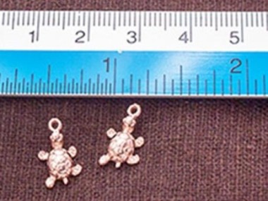 925 Sterling Silver Rose Gold Vermeil Style Turtle Charms 8x10mm.