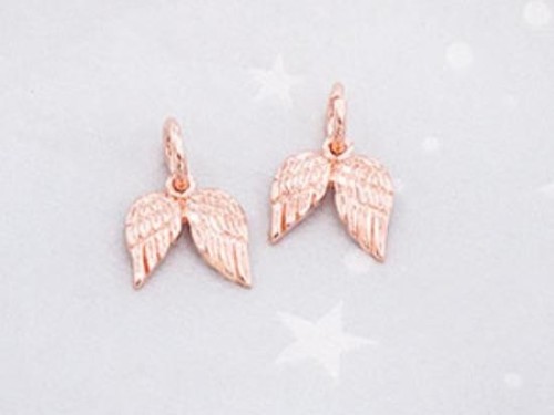 2 of 925 Sterling Silver Rose Gold Vermeil Style Angel Wing Charms 8x10 mm.