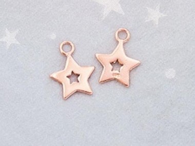 925 Sterling Silver Rose Gold Vermeil Style Star Charms 10mm.