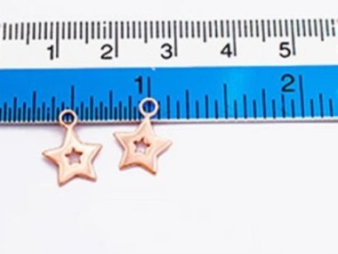 925 Sterling Silver Rose Gold Vermeil Style Star Charms 10mm.