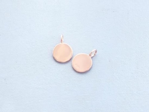 4 of 925 Sterling Silver Rose Gold Vermeil Style Round Disc Tag Charms 6 mm. , Polish Finished