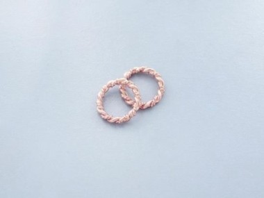 925 Sterling Silver Rose Gold Vermeil Style Twisted Circle Links, Connectors 12 mm.