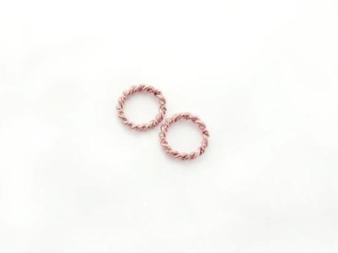 925 Sterling Silver Rose Gold Vermeil Style Twisted Circle Links, Connectors 12 mm.