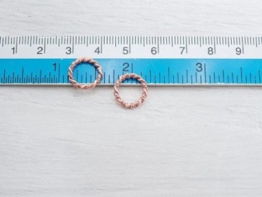 925 Sterling Silver Rose Gold Vermeil Style Twisted Circle Links, Connectors 12 mm.