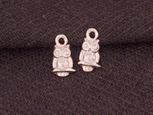 2 of 925 Sterling Silver Rose Gold Vermeil Style Tiny Owl Charms.