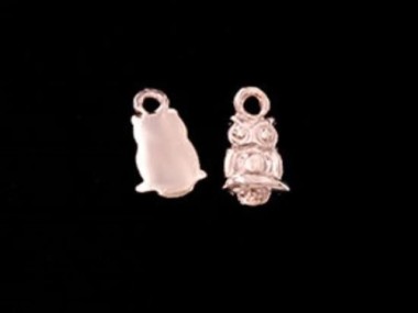 925 Sterling Silver Rose Gold Vermeil Style Tiny Owl Charms.