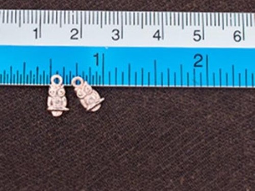 2 of 925 Sterling Silver Rose Gold Vermeil Style Tiny Owl Charms.