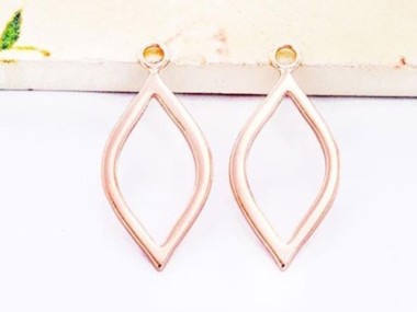 925 Sterling Silver Rose Gold Vermeil Style Marquise Drop Pendants 11x21 mm.