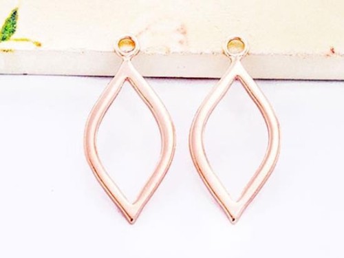 2 of 925 Sterling Silver Rose Gold Vermeil Style Marquise Drop Pendants 11x21 mm. Polish Finished