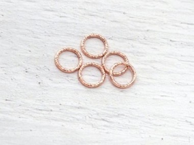 925 Sterling Silver Rose Gold Vermeil Style Diamond Cut Circle Links, Connectors 8 mm.