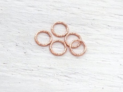 5 of 925 Sterling Silver Rose Gold Vermeil Style Diamond Cut Circle Links, Connectors 8 mm. Polish Finished