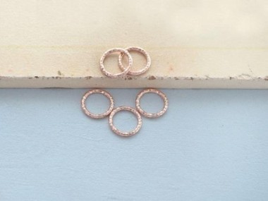 925 Sterling Silver Rose Gold Vermeil Style Diamond Cut Circle Links, Connectors 8 mm.