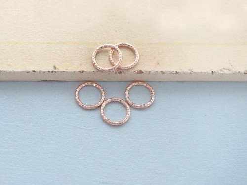 5 of 925 Sterling Silver Rose Gold Vermeil Style Diamond Cut Circle Links, Connectors 8 mm. Polish Finished