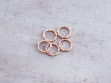 925 Sterling Silver Rose Gold Vermeil Style Diamond Cut Circle Links, Connectors 8 mm.