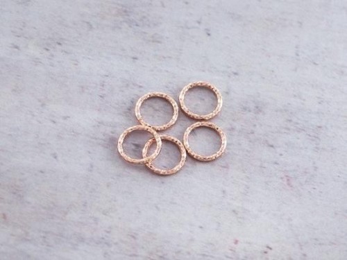 5 of 925 Sterling Silver Rose Gold Vermeil Style Diamond Cut Circle Links, Connectors 8 mm. Polish Finished