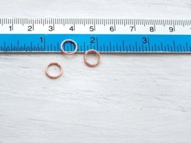 925 Sterling Silver Rose Gold Vermeil Style Diamond Cut Circle Links, Connectors 8 mm.