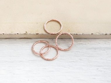 925 Sterling Silver Rose Gold Vermeil Style Diamond Cut Circle Links, Connectors 12x1 mm.