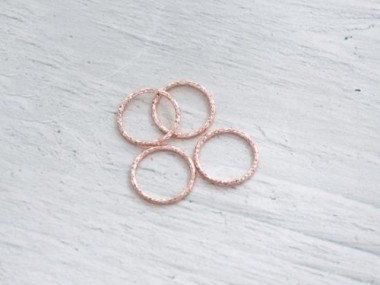 925 Sterling Silver Rose Gold Vermeil Style Diamond Cut Circle Links, Connectors 12x1 mm.