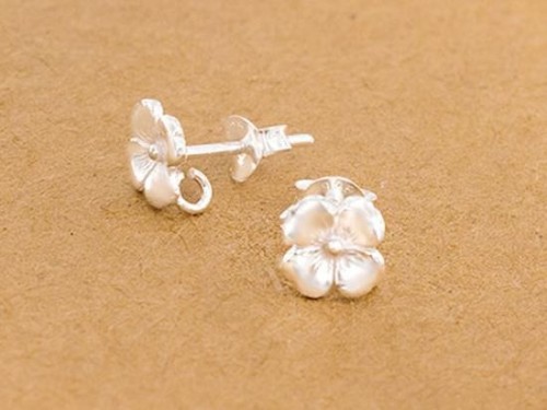 1 pair of 925 Sterling Silver Flower Stud Earrings Post Findings 7mm.