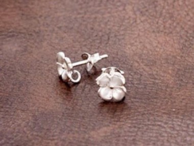 925 Sterling Silver Flower Stud Earrings Post Findings 7mm.