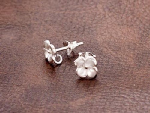 1 pair of 925 Sterling Silver Flower Stud Earrings Post Findings 7mm.