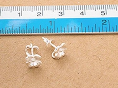 925 Sterling Silver Flower Stud Earrings Post Findings 7mm.