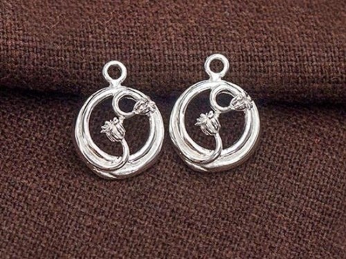 2 of 925 Sterling Silver Lily of the valley Charms 11.5mm . , Polish Finished.