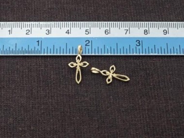 925 Sterling Silver Gold Vermeil Style Cross Charms 11x15 mm.